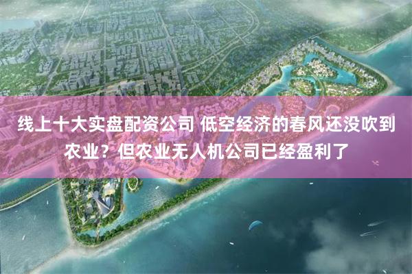 线上十大实盘配资公司 低空经济的春风还没吹到农业？但农业无人机公司已经盈利了